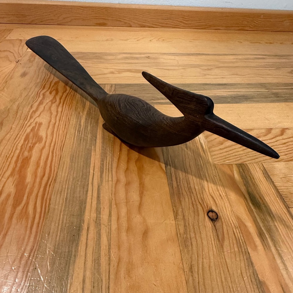 Vintage 70s Wooden Mid Century Modern Decor Folk Art Bird Carving Sculpture - Picture 13 of 13